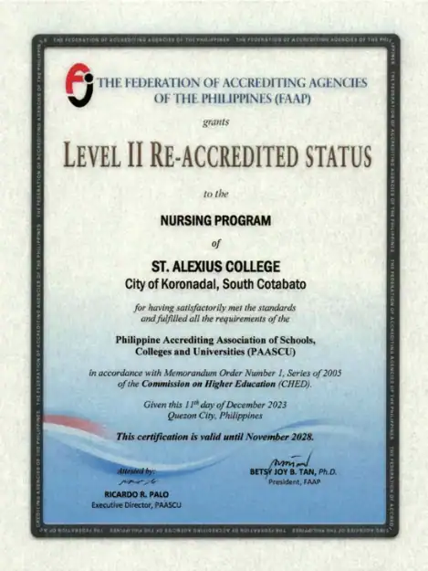 SAC Nursing PAASCU Accreditation